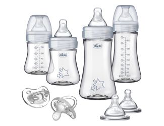 Duo Newborn Hybrid Baby Bottle Starter Gift Set Clear/Gray