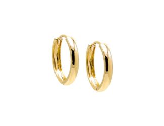 Solid Large Rounded Huggie Earring 14K Size 15MM