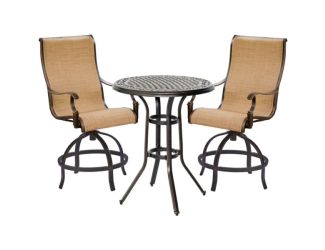 Manor 3-Piece High-Dining Set with 2 Contoured Swivel Chairs and a 30 In. Counter-Height Table