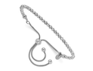 Sterling Silver Diamond Cut Adjustable Bracelet