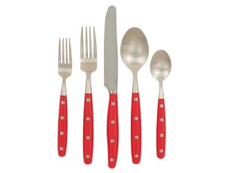 20pc Lyon Flatware Set w/ Poppy POM Handles