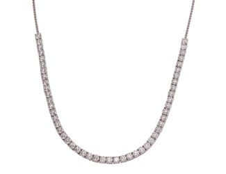 PARIKHS Rhodium Plated Adjustable Tennis CZ Necklace in 925 Sterling Silver