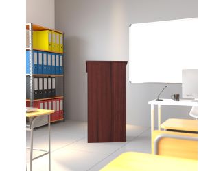Stand-Up Wood Lectern in Mahogany with Adjustable Shelving and Slanted Top