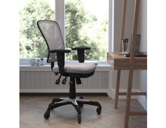 Mid-Back Ergonomic Multifunction Mesh Chair with Polyurethane Wheels-Gray