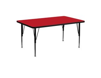 24"W x 48"L REC Red HP Laminate Activity Table - Height Adjustable Short Legs