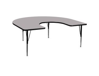 60"W x 66"L Horseshoe Grey Thermal Laminate Adjustable Activity Table