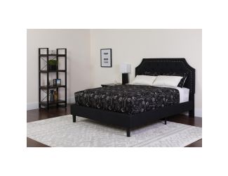 Twin Size Arched Tufted Upholstered Platform Bed in Black Fabric