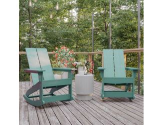 Indoor/Outdoor modern 2-Slat Adirondack Poly Resin Rockers in Sea Foam-Set of 2