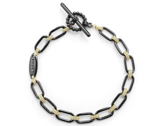 18K Gold and Ceramic Link Bracelet Size 7"