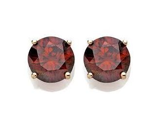 PARIKHS Red Round Diamond Stud in 14k Yellow Gold 0.06ct
