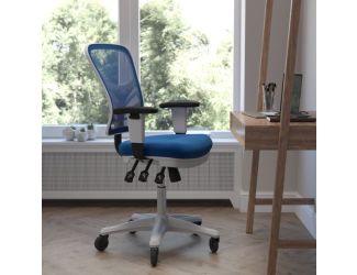 Mid-Back Ergonomic Multifunction Mesh Chair with Polyurethane Wheels-Blue