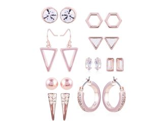 9-on Multi Earring Set- RoseGold Tone