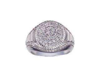PARIKHS Men's Rhodium Plated Dome CZ Ring in 925 Sterling Silver - Size-9