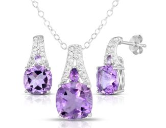 Amethyst Earring & Necklace Set