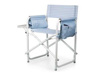 Outdoor Directors Chair - Mod Denim Stripe Pattern with White Accents