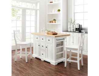 Julia Wood Top Island W/X-Back Stools