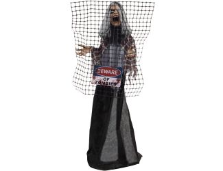 Life-Size Animatronic Zombie with Electric Fence with Lights and Sound, Indoor or Covered Outdoor Ha