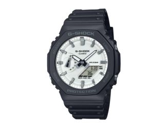Men's 2100 G-Shock Octagon Slim Ana-Digi Black Resin Watch White Dial