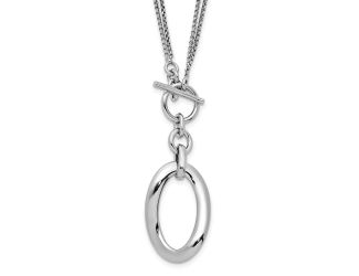 Sterling Silver Polished Fancy 2-Strand Toggle Necklace