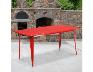 31.5" x 63" Rectangular Red Metal Indoor-Outdoor Table - Industrial Table