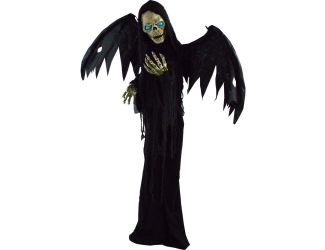 Life-Size Animatronic Winged Reaper with Lights and Sound, Indoor/Covered Outdoor Halloween Decorati