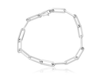 Paper Clip Link Chain Bracelet - Stainless Steel