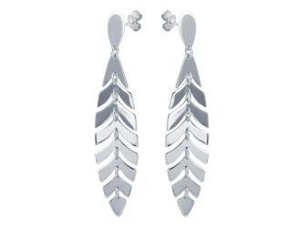PARIKHS Rhodium Dangling Flexible Leaves Earring in 925 Sterling Silver
