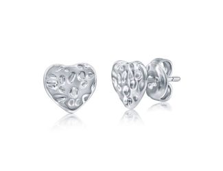 Hammered Heart Studs