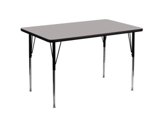 36"W x 72"L Rectangular Grey HP Laminate Activity Table - Height Adjustable Legs