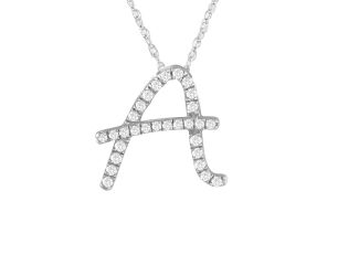 PARIKHS Initial Pendant Alphabet 'A' in CZ with chain in 925 Sterling Silver