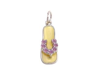 PARIKHS Rhodium Plated White Enamel Pink CZ Sandal Pendant with chain in 925 Sterling Silver