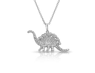 PARIKHS Rhodium Plated Dinosaur CZ Necklace in 925 Sterling Silver