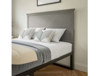 Contemporary Full Size Herring Bone Wooden Headboard Only in Gray Wash