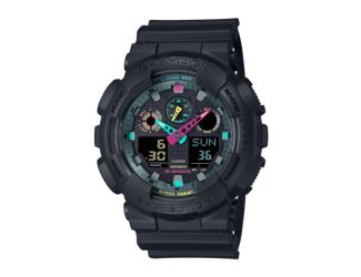 Men's GA-100 Black Resin Watch w/ Fluorescent Accents