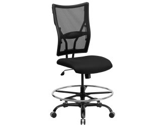 Big & Tall 400 lb. Rated Black Mesh Ergonomic Drafting Chair