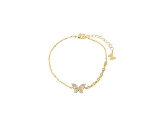 Pave Butterfly CZ Chain Bracelet Size 7.5"
