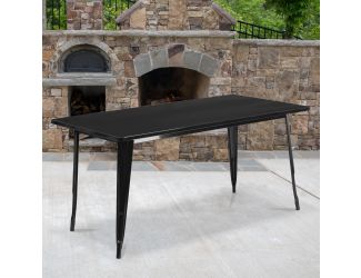 31.5" x 63" Rectangular Black Metal Indoor-Outdoor Table - Industrial Table