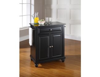 Cambridge Black Granite Top Kitchen Island Black Finish