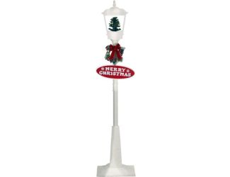 71-In. Musical Snowy Street Lamp with Christmas Tree Scene, 2 Signs Cascading Snow, and Holiday Song