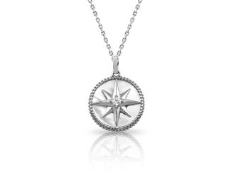 PARIKHS Northern Star CZ Mother of Pearl Pendant Necklace in 925 Sterling Silver