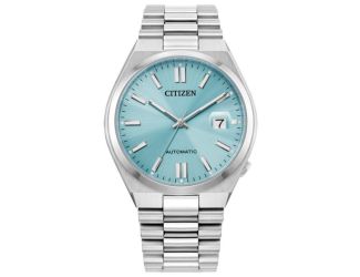 Men's Tsuyosa Automatic Silver-Tone Stainless Steel Watch Sky Blue Dial