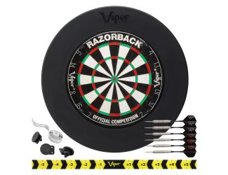 Viper Razorback Sisal Dartboard, Two Sets Starter Darts, Viper Guardian Black