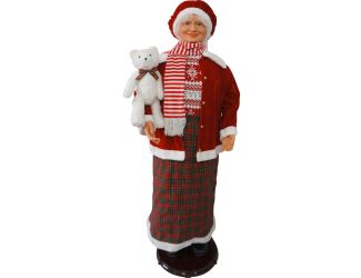 58-In. Dancing Mrs. Claus with Teddy Bear, Life-Size Motion-Activated Christmas Animatronic