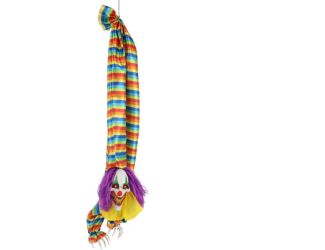 Animatronic Hanging Upside Down Clown with Lights and Sound, Indoor/Covered Outdoor Halloween Decora