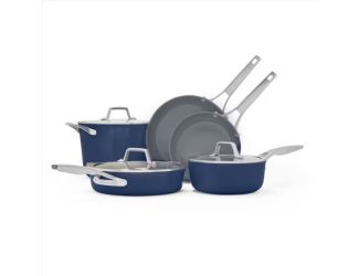 Premier Ceramic 8pc Nonstick Cookware Set Midnight Blue
