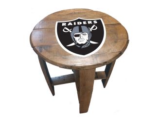 Las Vegas Raiders Oak Barrel Table