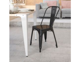 Red Metal Indoor-Outdoor Stackable Chair - Restaurant Chair - Bistro Chair
