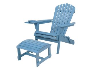 Blizzard - Foldable Adirondack Chair w/Cup Holder & Ottoman - Sky Blue