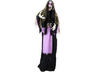 Lifesize Animatronic Vampire Lady with Baby with Lights and Sound, Indoor/Covered Outdoor Halloween