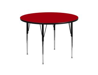 42" Round Red Thermal Laminate Activity Table - Standard Height Adjustable Legs